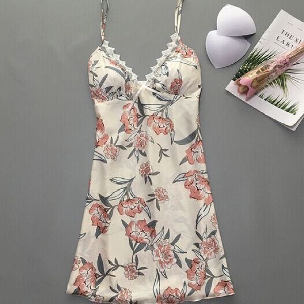 

printed imitation silk pajamas female summer nights lace hanging fun home cloth, Black;white