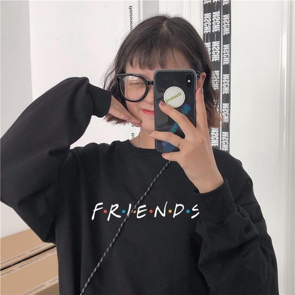 

friends tv show gift hoodies new harajuku letter printing summer warm fashion casual for women large kpop winter sweatshirt, Black