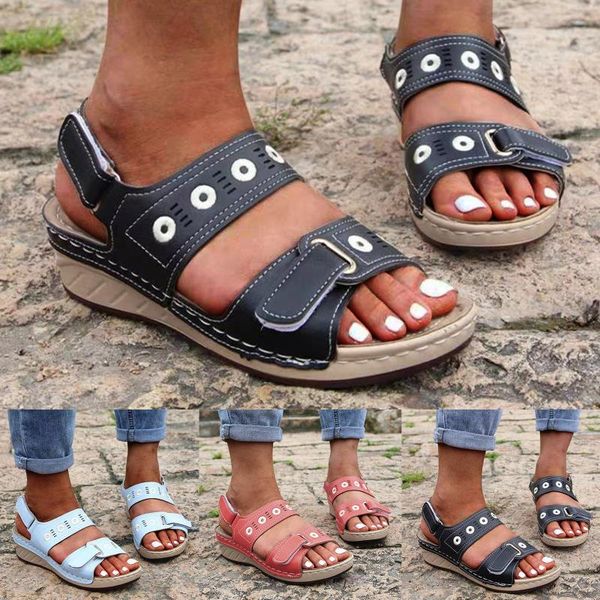 

sandals 2021 summer refreshing shoes fashion sandal for women's big size floral striped platform wedge, Black