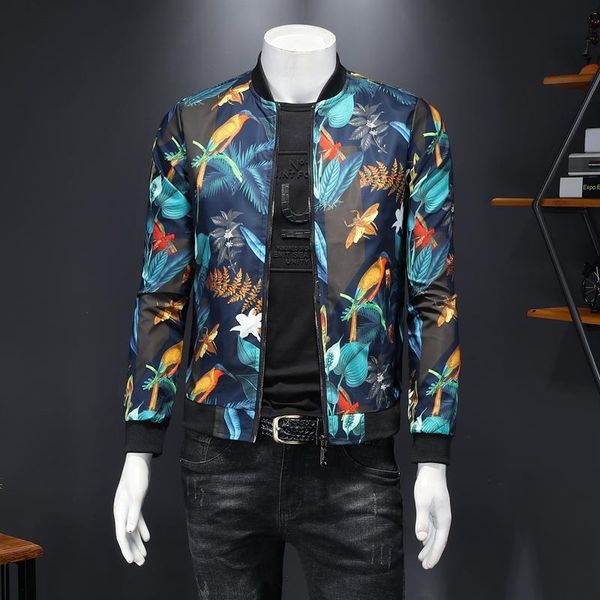 

2021 fall new men's floral printed jacket vintage classic fashion designer bomber jackets men party club outfit ropa hombre 5xl, Black;brown