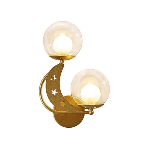 

wall lamp 2 light indoor sconce antique brass with clear or frosted glass shade, left right for bedside
