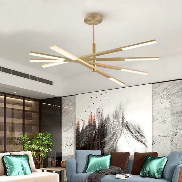 

2021 new modern luster multiple long rod 4/6/8 head metal chandelier for bedroom living dining room office indoor decor home lighting 8oot