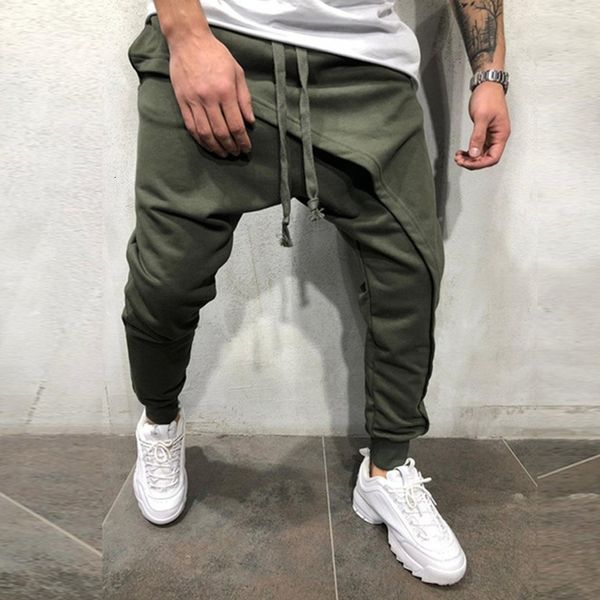 

2021 younger casual thin male fitness hip hop sweatpants jogging out pencil elastic cotton pants in solid fashion layers iod9, Black