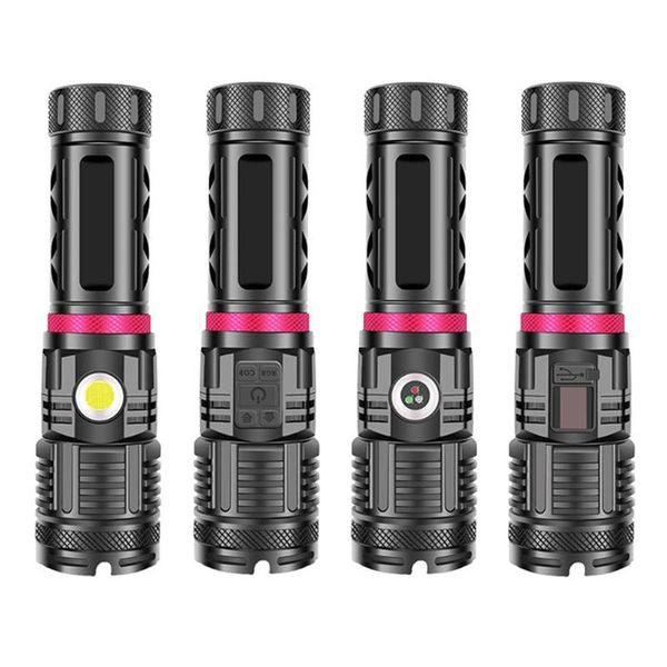

flashlights torches bright xhp120 powerful waterproof rechargeable cob red blue green led hunting hand lamp usb torch zoom flash light