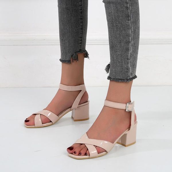 

shoes women sandals new sandals retro buckle female comfortable ladies thick heel beach, Black