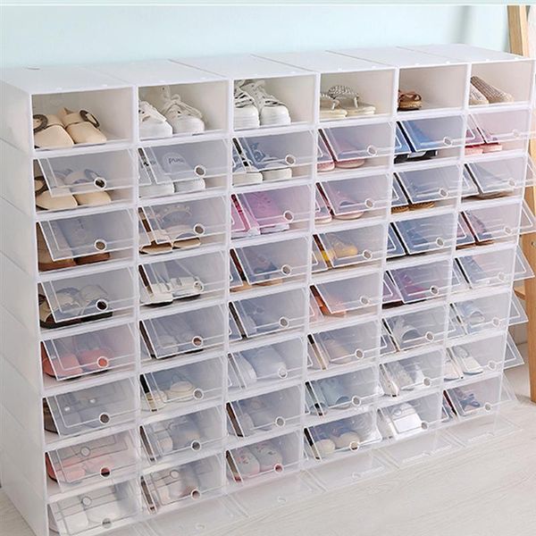 

clothing & wardrobe storage 6pcs shoes boxes thickened transparent drawer case plastic shoe stackable box organizer shoebox caja organizador