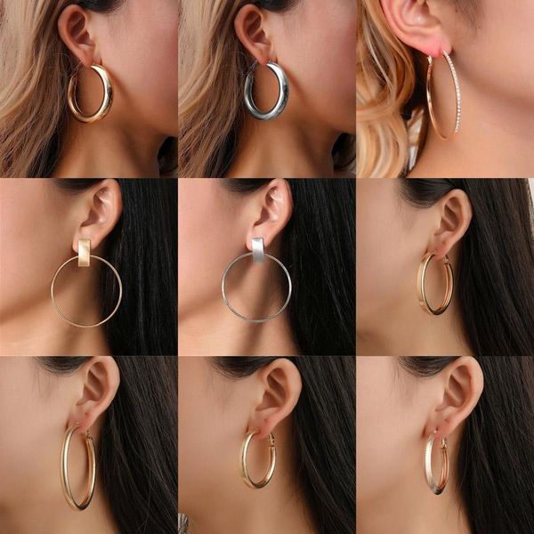 

hoop & huggie gold silver color stainless steel earrings for women small simple round circle huggies ear rings steampunk accessories, Golden;silver