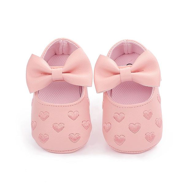 

first walkers spring fall born princess shoe heart-shaped bow cute infant girl walker non-slip solid color baby crib shoes