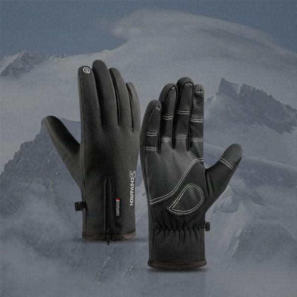 

cycling gloves thickening windproof outdoor waterproof ridding warm protection fishing winter, Black