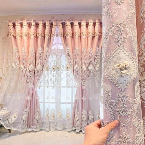 

curtain & drapes europe luxury embroidered embossed tulle high-end imitation satin for living room bedroom royal drape home decor