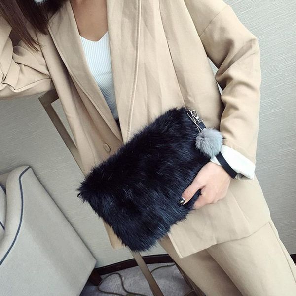 

plush material messenger bag female student large capacity shoulder bags new original design tote simple shopping handbag