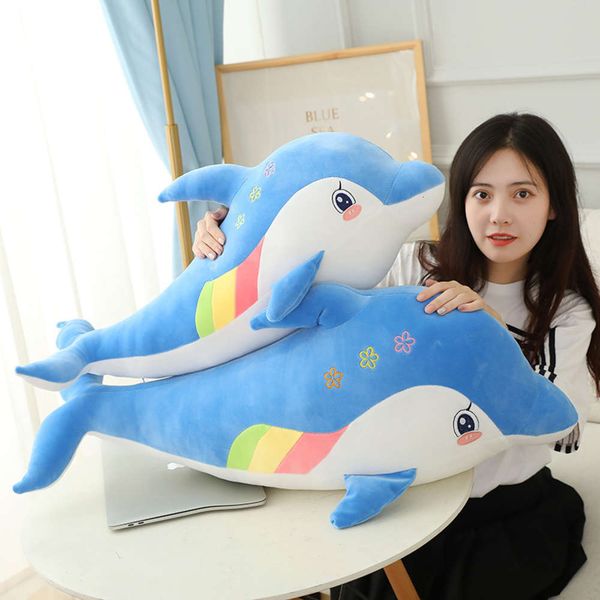 

aquarium animal doll flower couple dolphin plush toy children sleep with big pillow, Blue