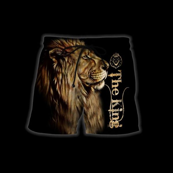 

men's shorts animal beautiful love lion 3d all over printed mens streetwear summer beach polyester casual 02, White;black