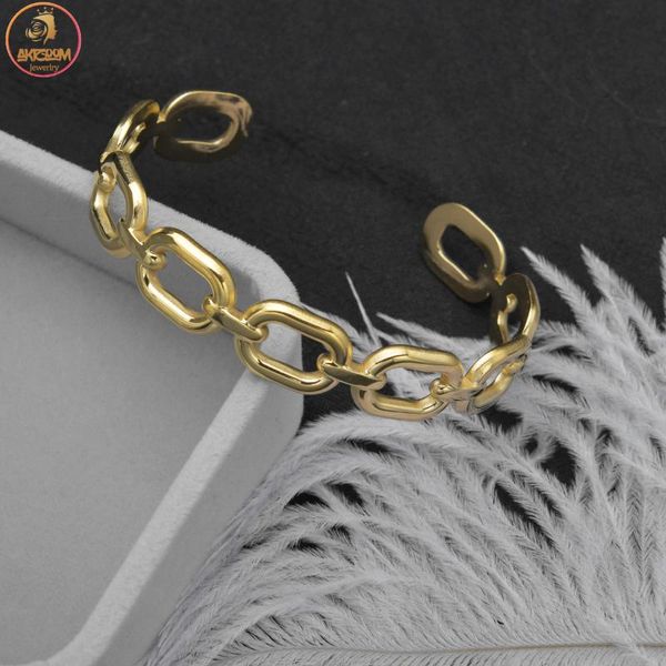 Armreif Akizoom Edelstahl Mode Armband Einstellbare Goldfarbe Großhandel Für Frauen Liebhaber Geburtstagsgeschenk Schmuck frei