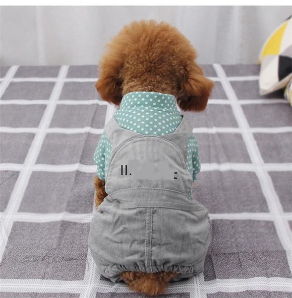 Ropa para perros Ropa para mascotas de otoño e invierno para Teddy Small Cat Bomei Bear Method Fighting Puppy Round Dot Belt Pants