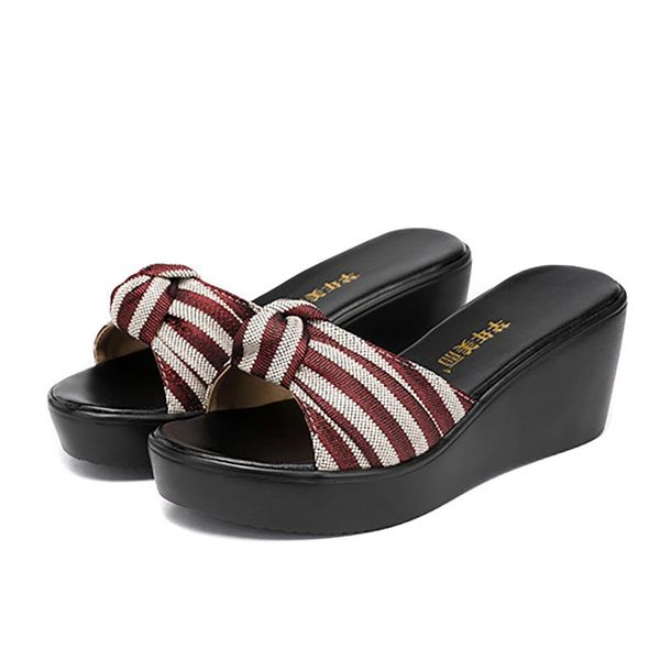 

slippers open toe big size 2021 women microfiber leather shoes female summer fashion wedge platform, Black