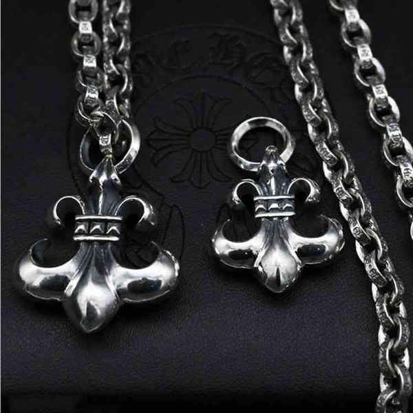 

ch replica korean sterling sier necklace pendant scout boy flower punk personality non mainstream fashion men's simple, Silver