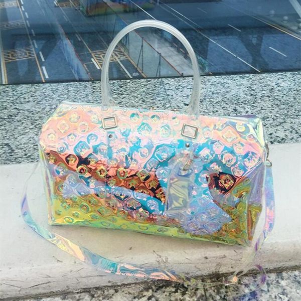 

duffel bags 2021 design high-quality colorful large-capacity travel bag laser transparent one-shoulder handbag messenger