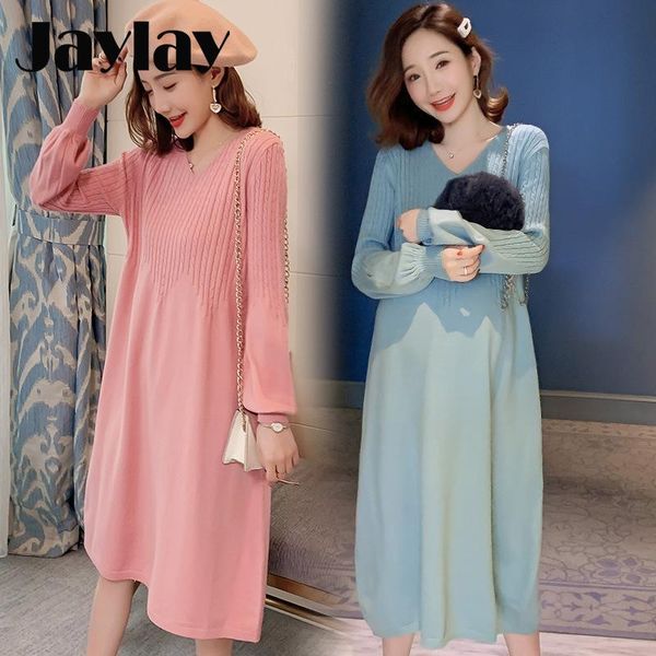 

maternity dresses stretch bottoming knit sweater dress autumn & winter for pregnant women casual women's 103018, White