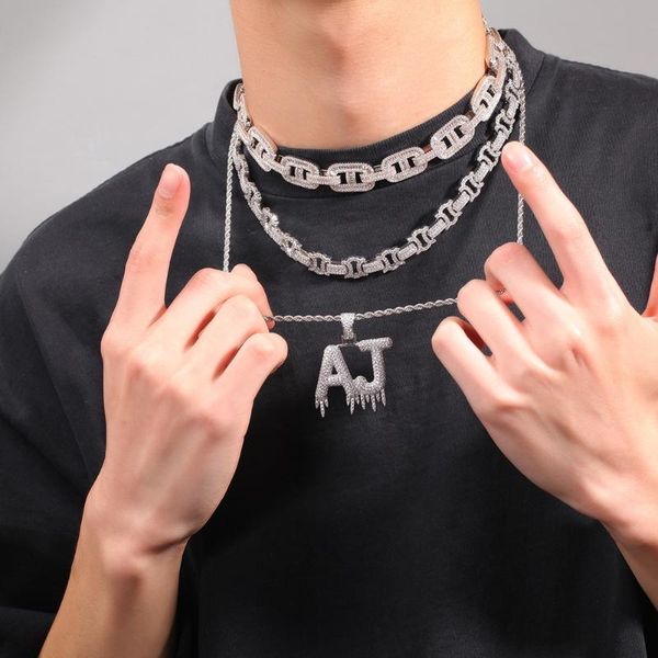

bangle hip hop necklace full diamond i-shaped zircon ins net red fashion street men's and women's clavicle chain, Black