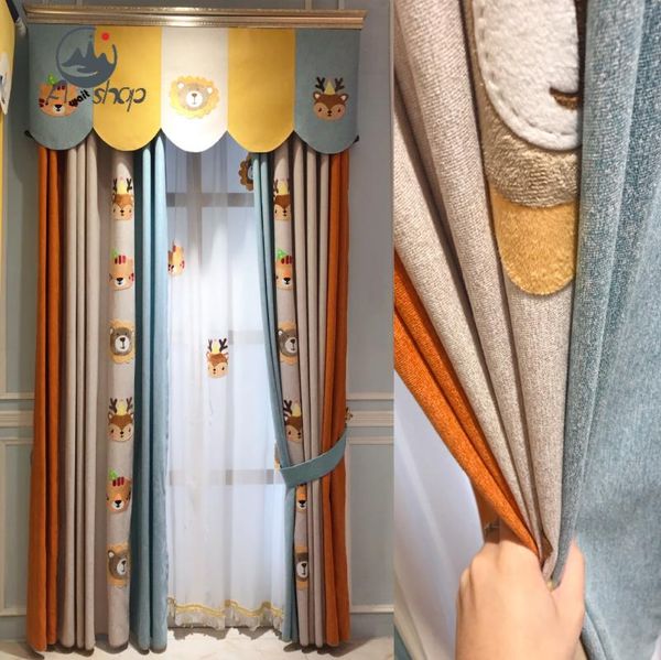 

curtain & drapes as american forest animal cartoon lion tiger elk children's room boy girl high shading curtains for living dining bedr