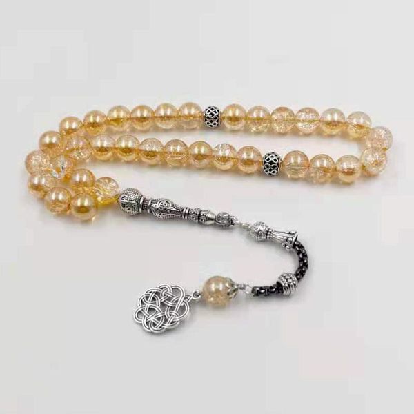 

beaded, strands yellow crystal tasbih misbaha 33 rosary bead bracelet muslim eid adha gift accessory on hand islamic turkish fashion jewelry, Black
