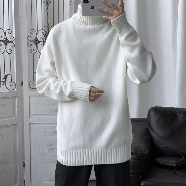 

2021 autumn and winter turtleneck sweater men's warm fashion casual knitted pullover men knitting sweaters mens clothes k22q, White;black