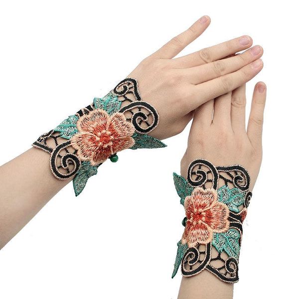

five fingers gloves 3d flower retro bracelet ring women accessories touchscreen for home party decorations, Blue;gray