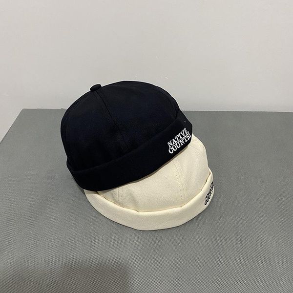 

beanies swak 2021 landlord hat female summer spring letter embroidery hip hop yuppie toe cap beanie for men handsome skull
