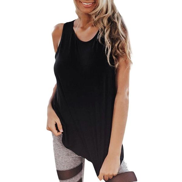 

women's tanks & camis womens personality pure color o-neck sleeveless comfortable trend vest fashion tank leisure, White