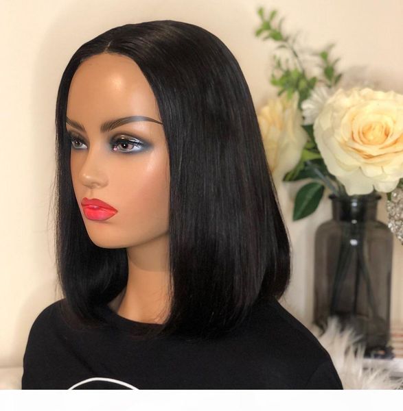 

13x6 lace frontal wigs short bob straight human hair lace wigs for black women pre plucked with baby hair natural black, Black;brown