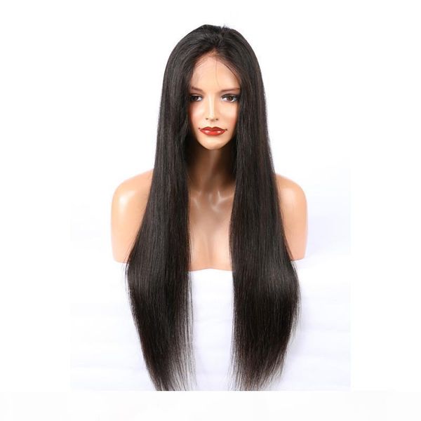 

unprocessed human hair lace front wig silky straight glueless pre plucked u part wigs with bleached knots brazilian virgin hair wig for blac, Black;brown