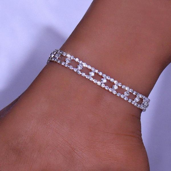 

anklets summer beach rhinestone boho lattice anklet for women wholesale accessories bling ancle foot chain ankle jewlery, Red;blue