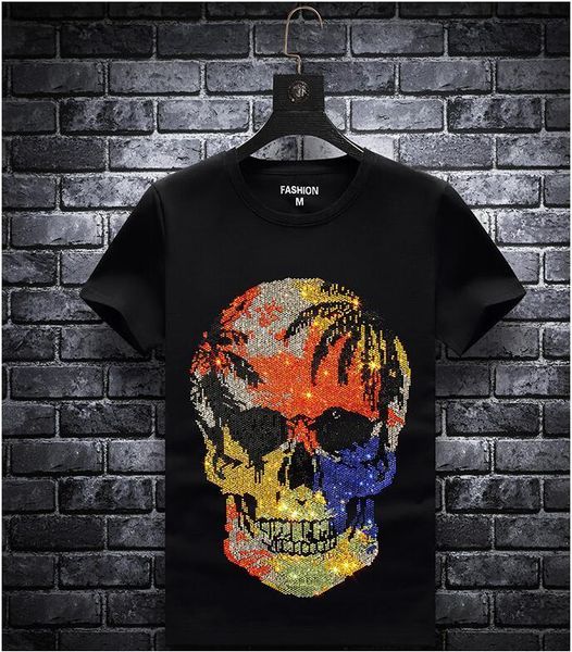 

2021 new men's short sleeve t-shirts plus size 4xl tee men shirts summer male tshirts drill t shirt homme py3r, White;black