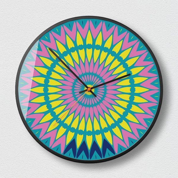 

wall clocks kaleidoscope 12 inch metal clock nordic household mute living room bedroom modern decorative watch quartz