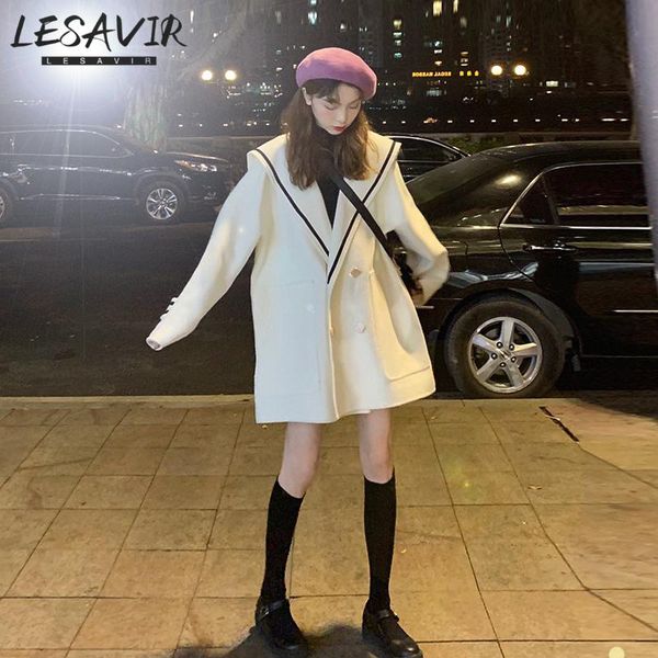 

women's wool & blends 2021 small japanese double-sided cashmere woolen coat fragrance all-match autumn and winter, Black