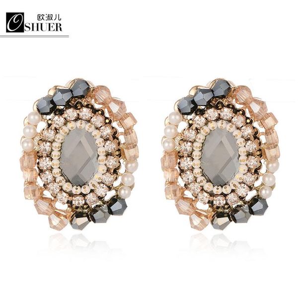 

stud fashion handmade colorful bohemia rhinestone earring statement brincos earrings for women, Golden;silver