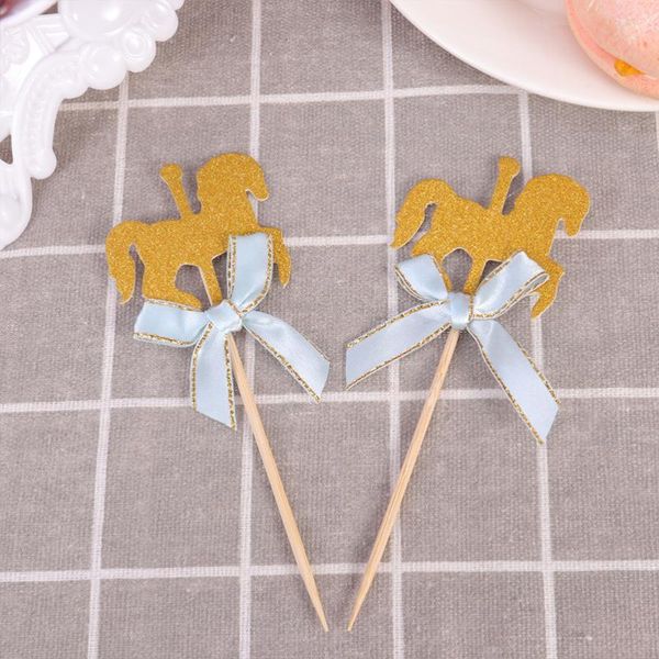 

other festive & party supplies 30pcs creative carousel cake picks fashion cupcake er dessert birthday (30pcs/pack, 15pcs blue bowknot, 1