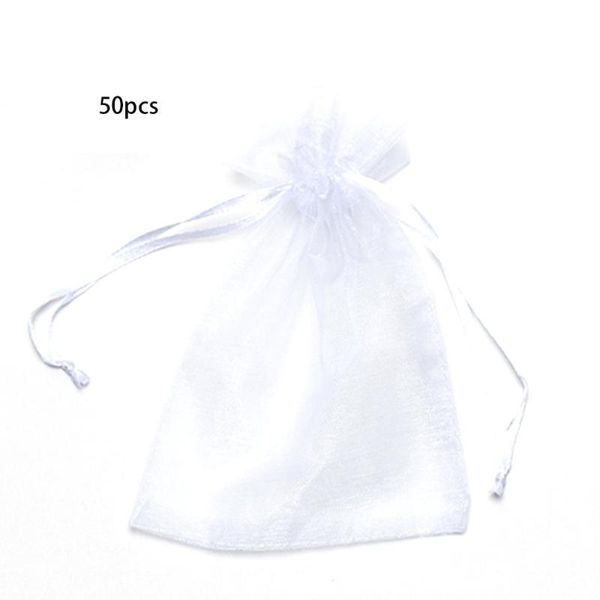 

christmas decorations 50pcs gift organza bag jewelry packaging candy wedding party goodie packing favors cake pouches drawable bags present