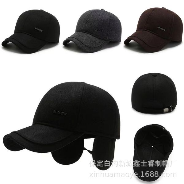 

new men's hat winter ear protection baseball korean fashion warm outdoor middle age thickened sp sports hat, Blue;gray