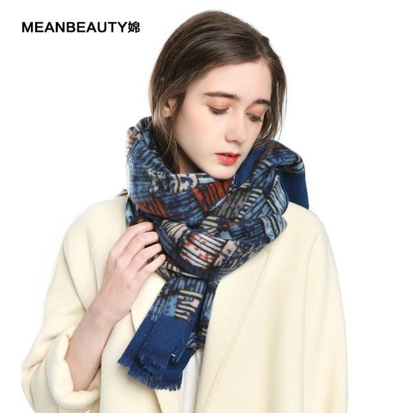 

scarves 2021 autumnwinter faux cashmere scarf plaid polka dot european and american hipster to keep warm, Blue;gray