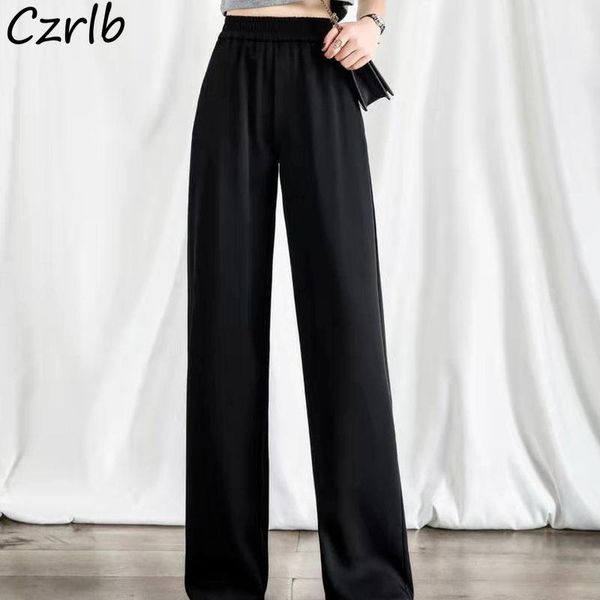 

women's pants & capris women baggy solid simple daily korean style all-match trendy students casual trouser femme high waist arrival, Black;white