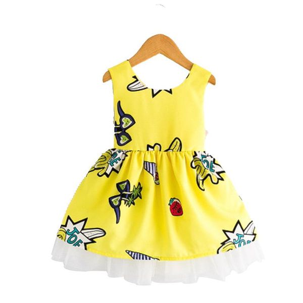 

girl's dresses 2021 summer girls casual kids baby fashion print backless dress stylish sleeveless for children, Red;yellow