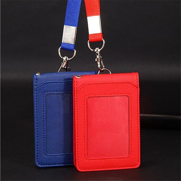 

card holders fashion neck belt supplies neutral 11 dress with lanyard badge fixed simple office credit pu box no zipper keychain, Brown;gray