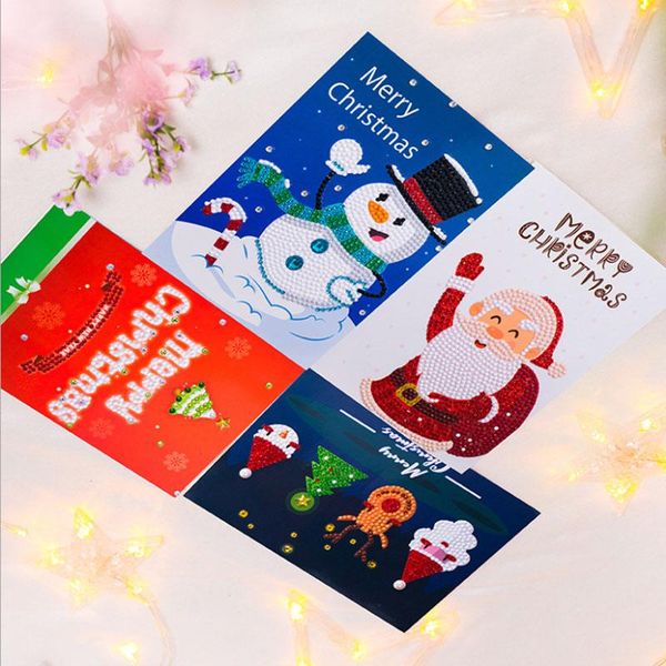 

greeting cards 6pcs diy diamond painting card kits santa claus snowman cross stitch embroidery christmas paper