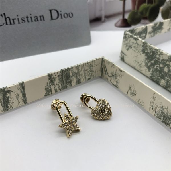 

75% off outlet online family new lock love five pointed star asymmetric fashion 925 silver needle earrings female, Golden