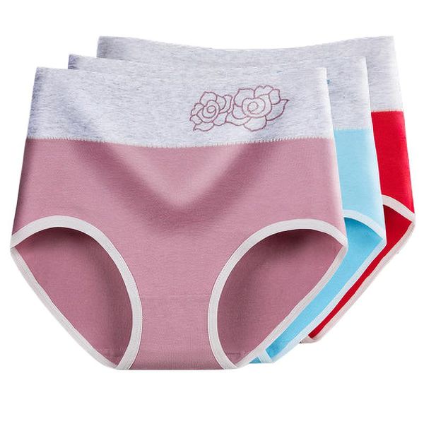 

women's panties women underwear set comfort cotton underpants high waist briefs plus size l xl xxl for, Black;pink