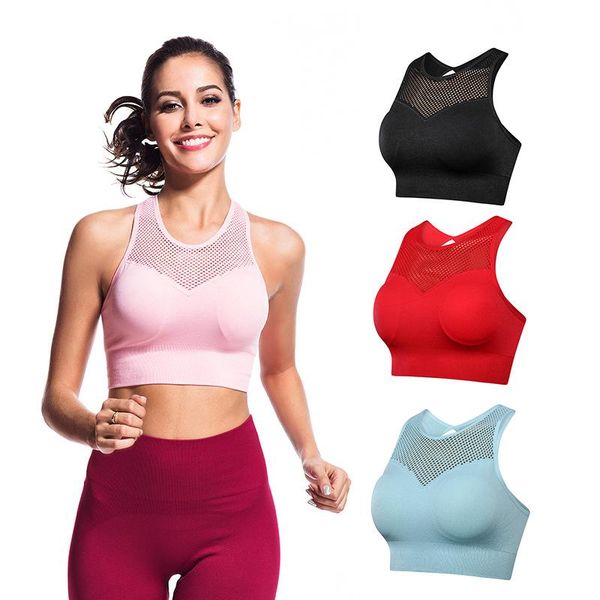 

gym clothing seamless sports yoga fitness bra without steel ring shockproof vest running underwear training workout, White;black