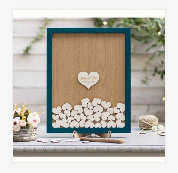

personalised birthday hearts guest book wedding dropbox 3d custom baby shower wishes box alternative drop box with wooden