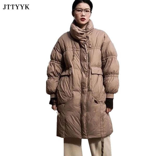 

women's down & parkas 2021 warmth clothes winter oversized jacket female feather loose long korean fashion coat snow overcoat outwear, Black